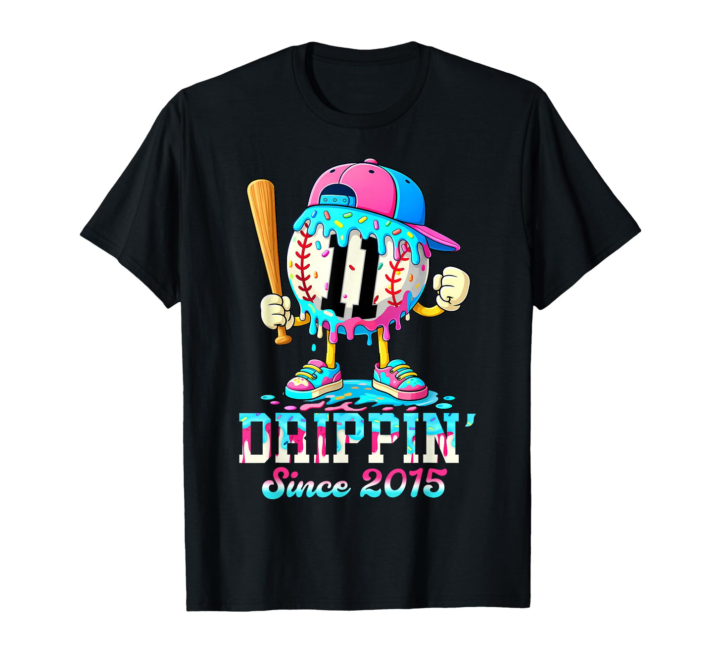 Baseball 11 Years Old Since 2015 Ice Cream 11th Birthday Boy T-Shirt