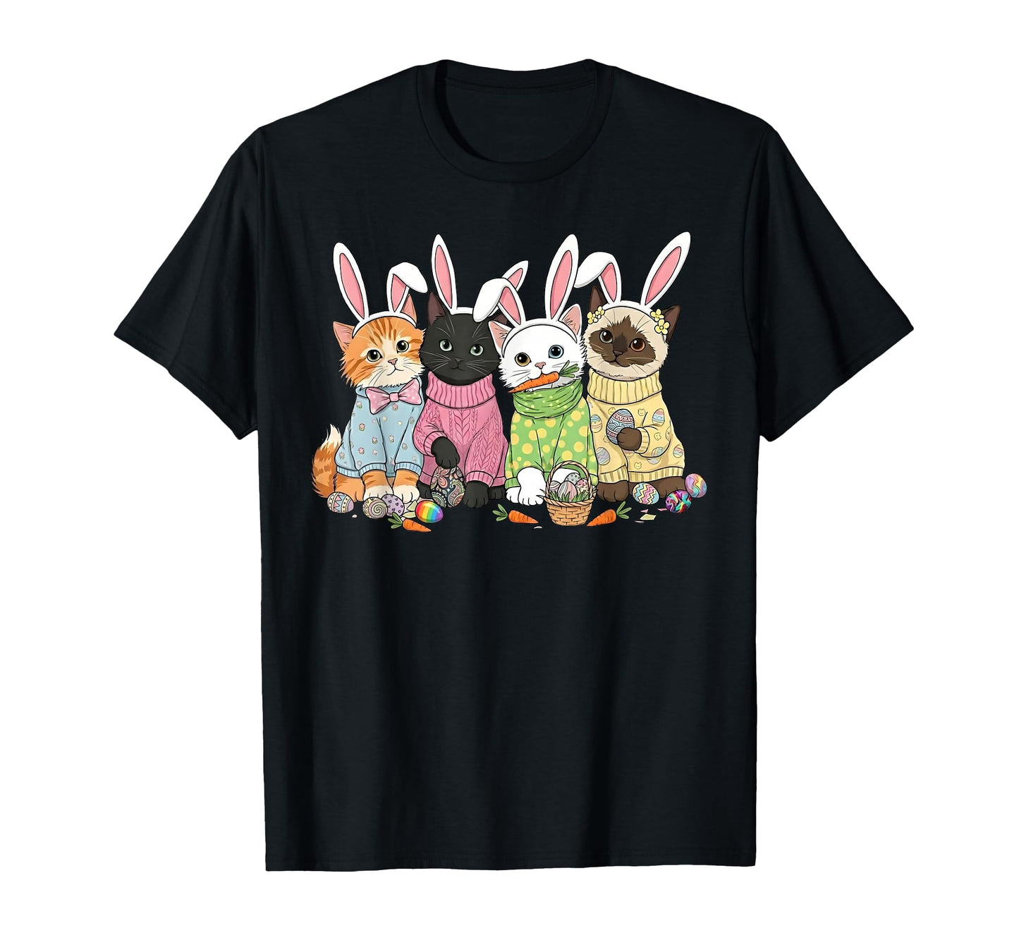 Cute Cats Bunny Ears Kitten Squad Egg Hunt Easter Day T-Shirt