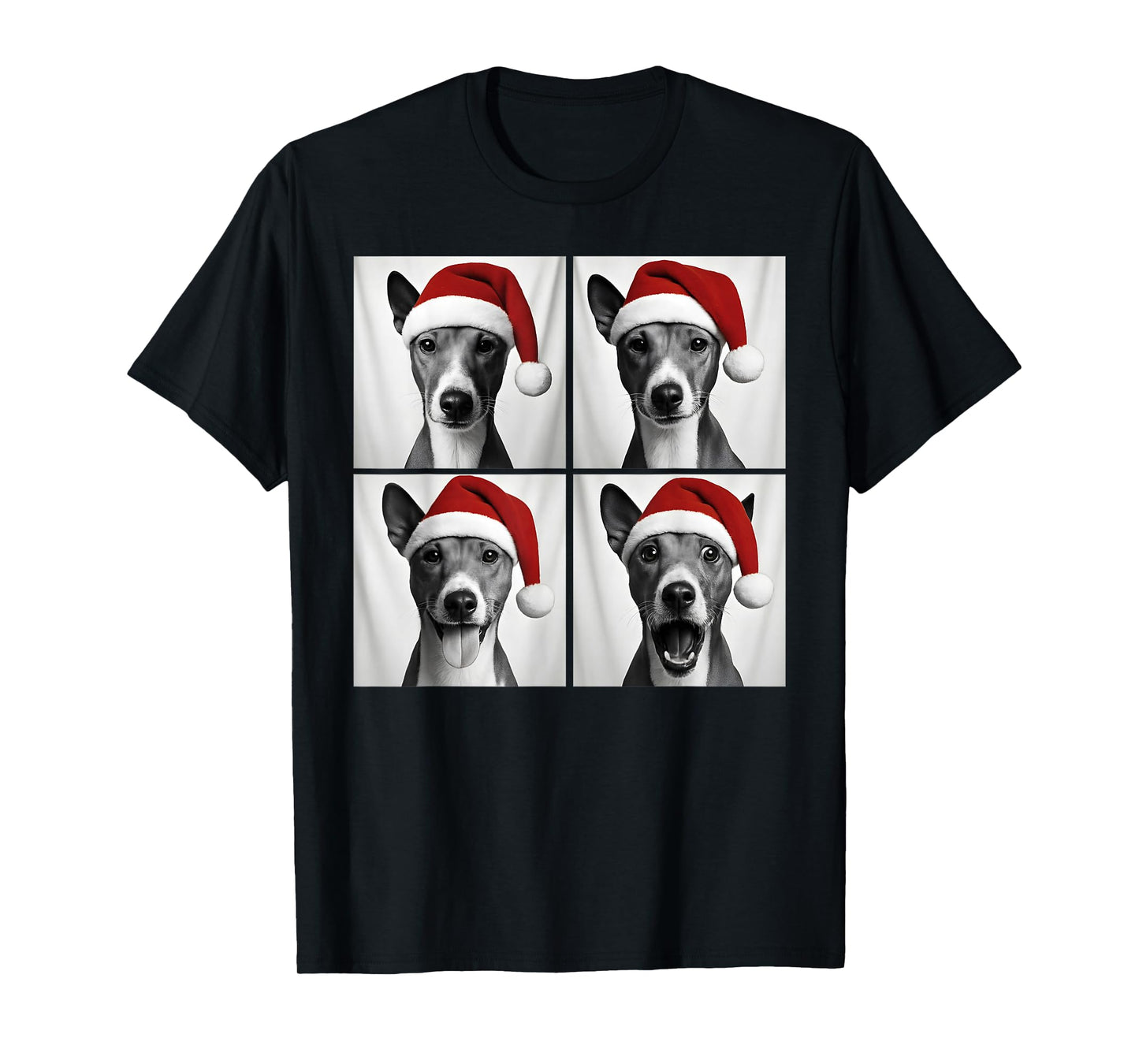 Funny Christmas Basenji Santa Dog Lover Photo Booth T-Shirt