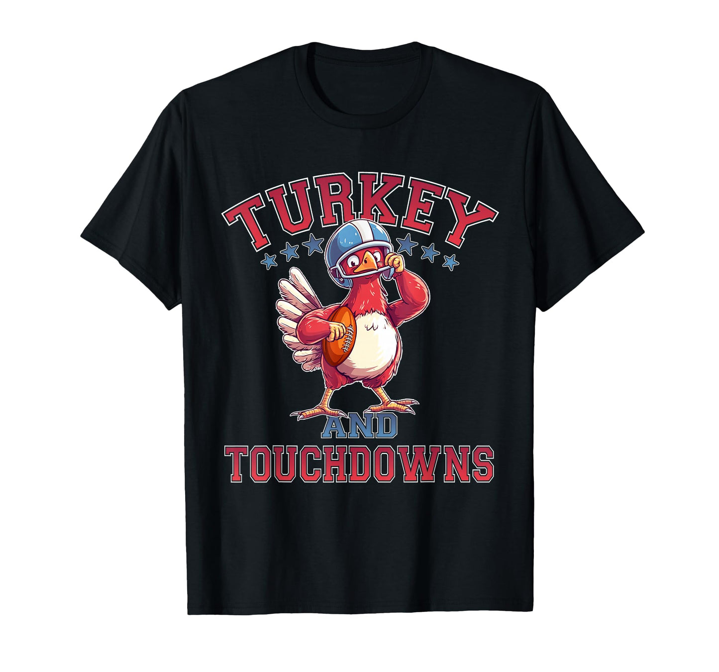 Thanksgiving Football Turkey & Touchdowns Game Day T-Shirt