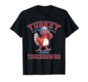 Thanksgiving Football Turkey & Touchdowns Game Day T-Shirt