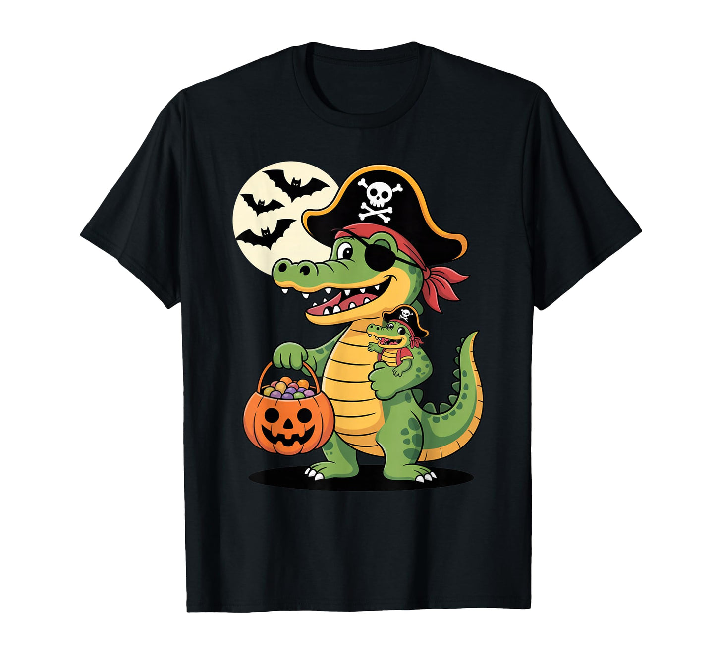 Pirate Alligator Halloween Outfit for Kids and Parents Humor T-Shirt