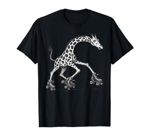 Vintage Giraffe Skating Roller Skates Funny Sport Lover T-Shirt