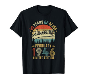 Vintage February 1946 Old 80Th Birthday Men Women T-Shirt