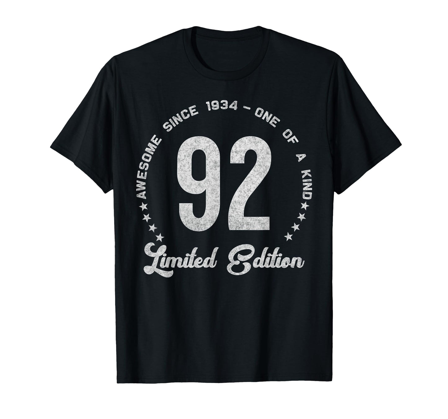92 Year Old Gifts Vintage 1934 Limited Edition 92nd Birthday T-Shirt