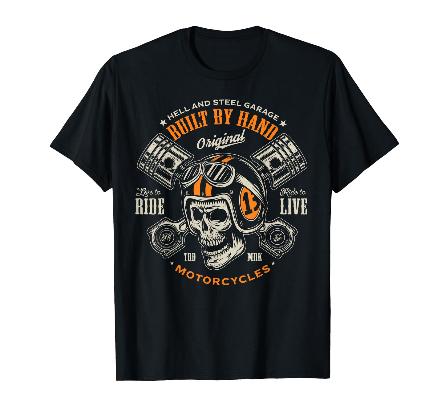 Built Not Bought Skull and Pistons Biker T-Shirt