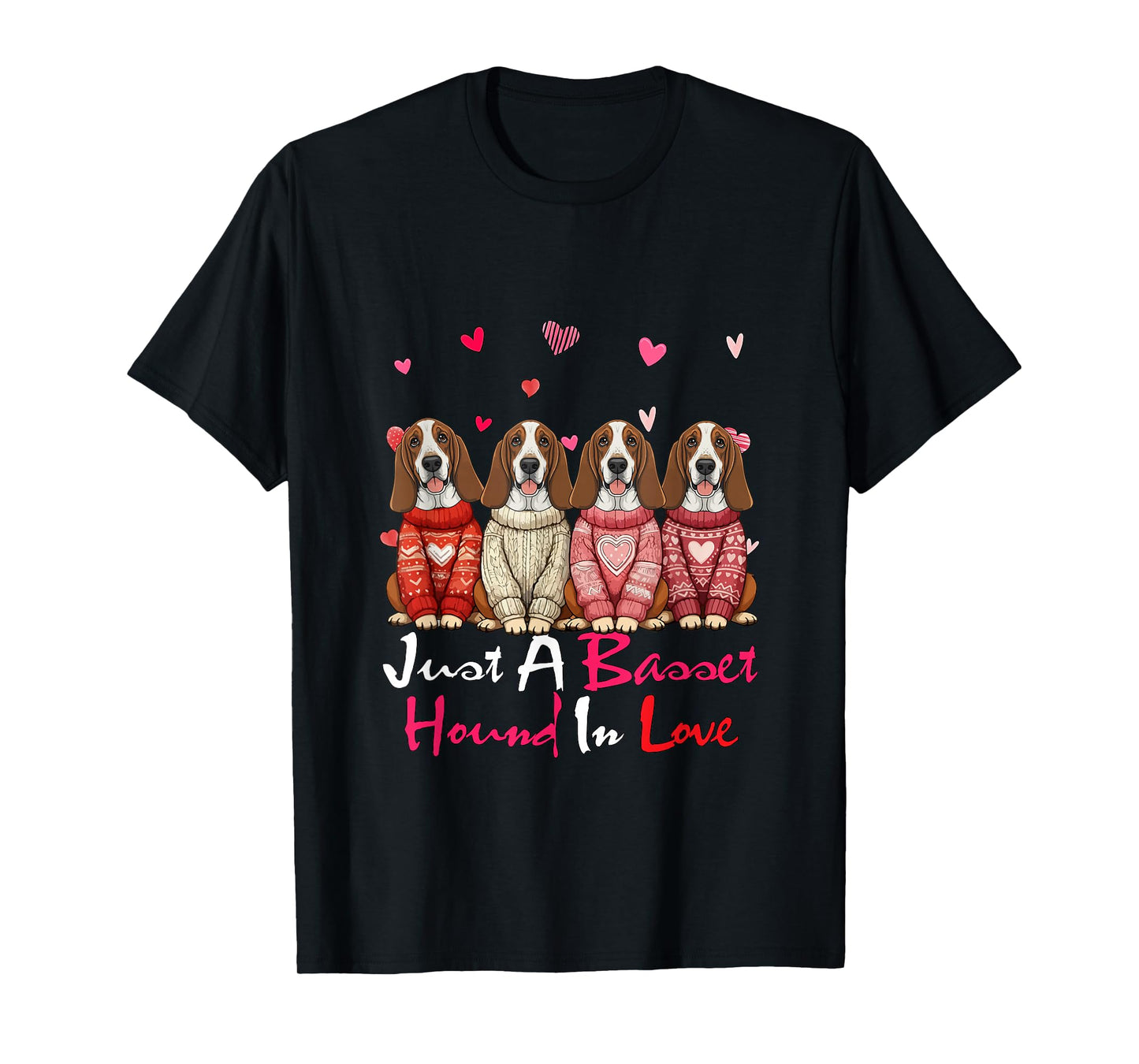 Just A Basset Hound in Love Valentine Group Dogs Owner Kids T-Shirt