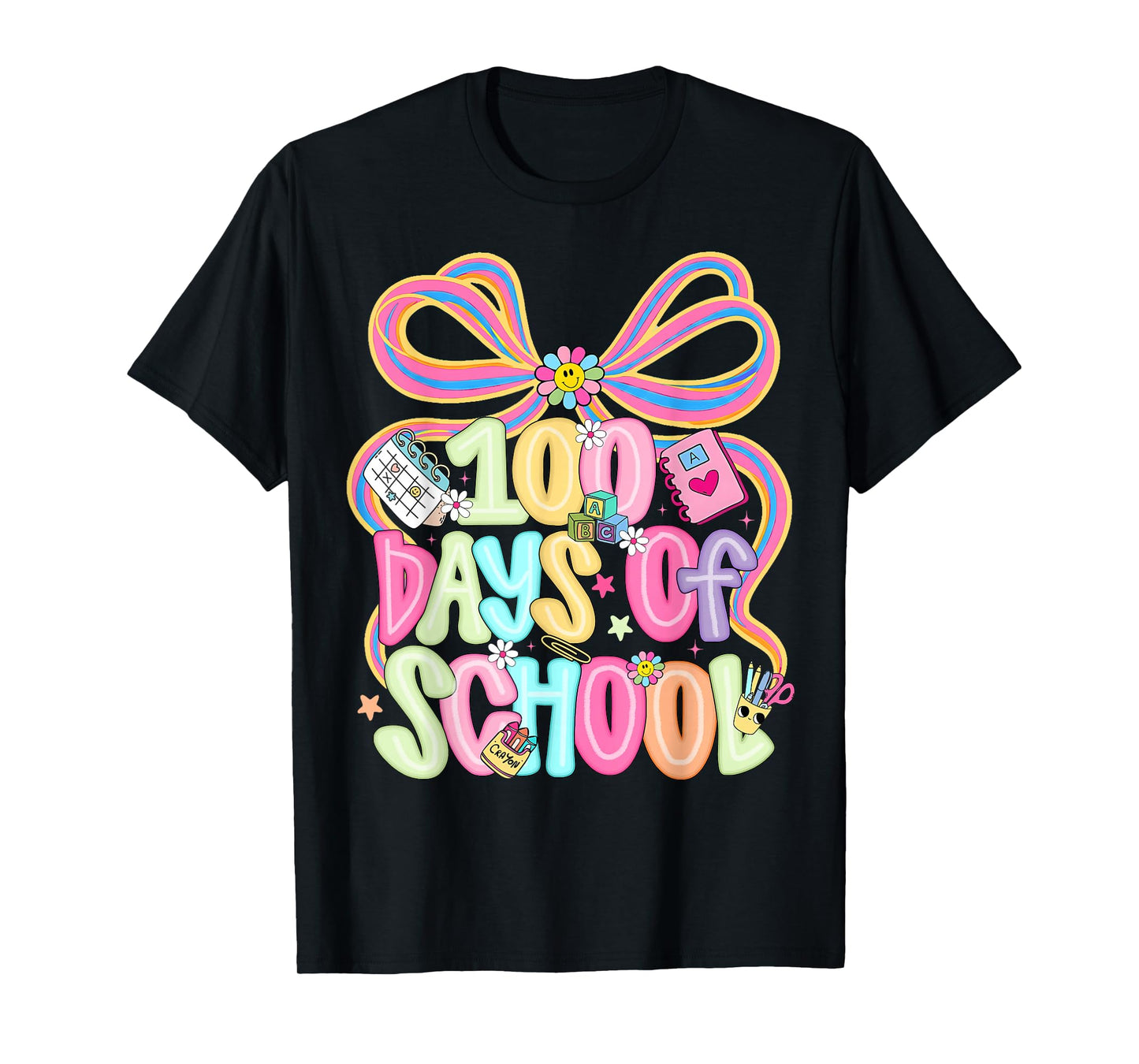 Happy 100 Days of School Coquette Bow Girl Women Teacher T-Shirt