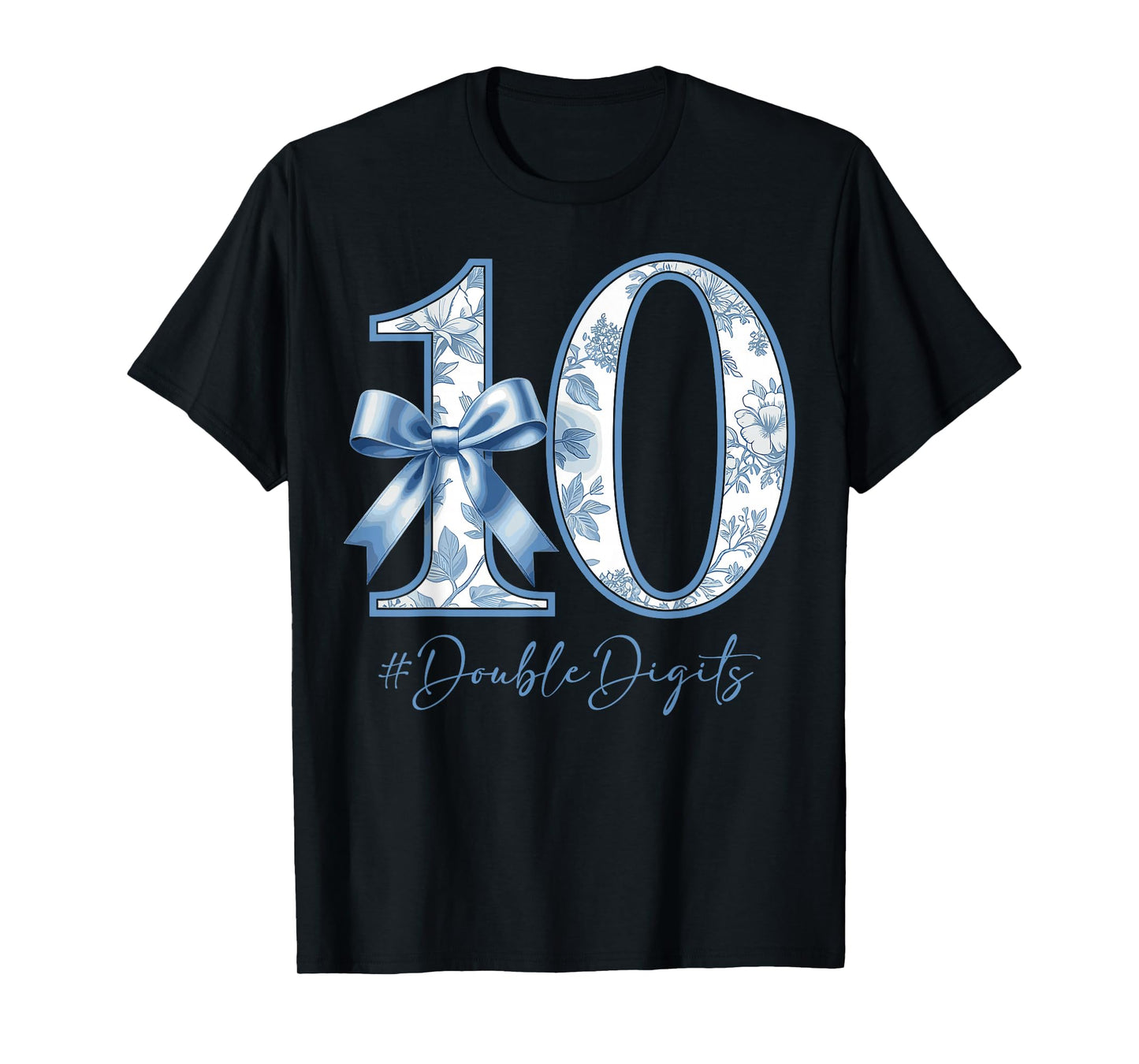 10th Birthday Blue Coquette Bow Girl Cute 10 Year Old T-Shirt