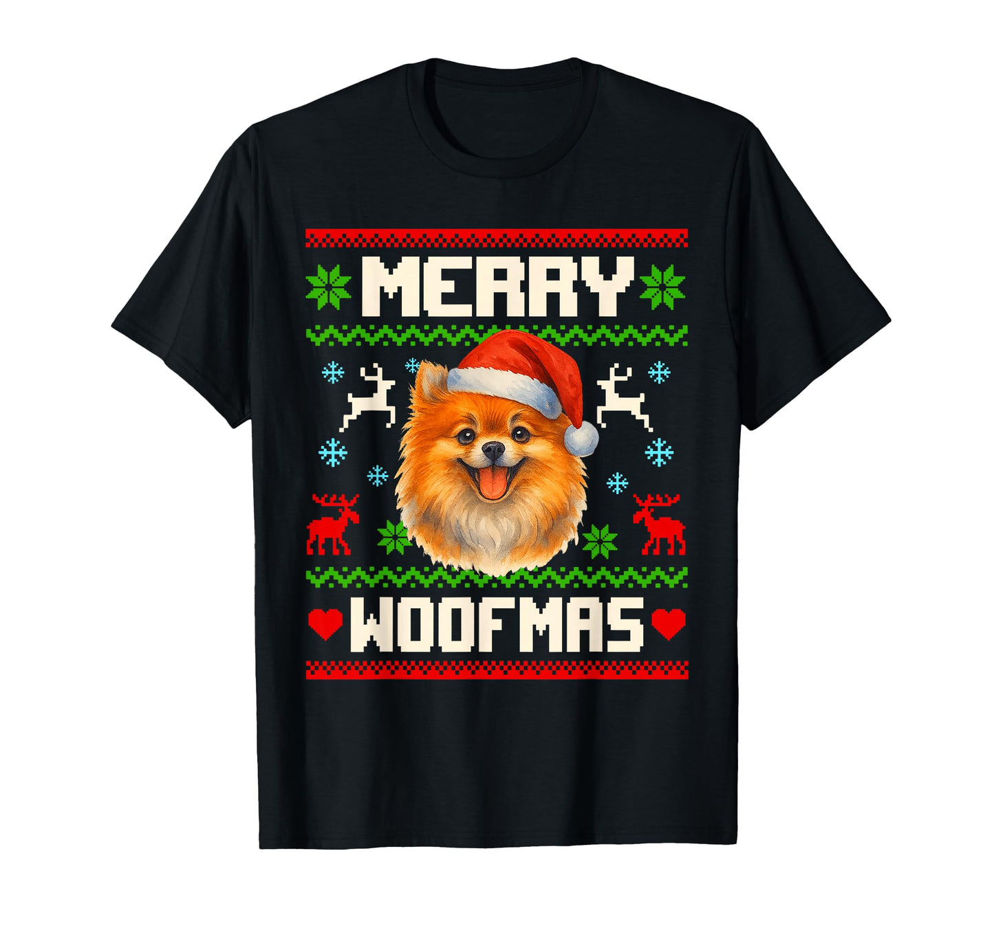 Pomeranian Dog Christmas Ugly Sweater Pet Dog Lover Xmas T-Shirt