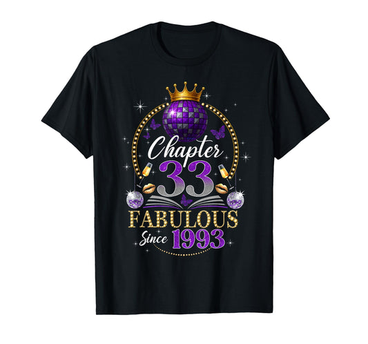 Chapter 33 Since 1993 Purple Disco Ball 33rd Birthday Women T-Shirt