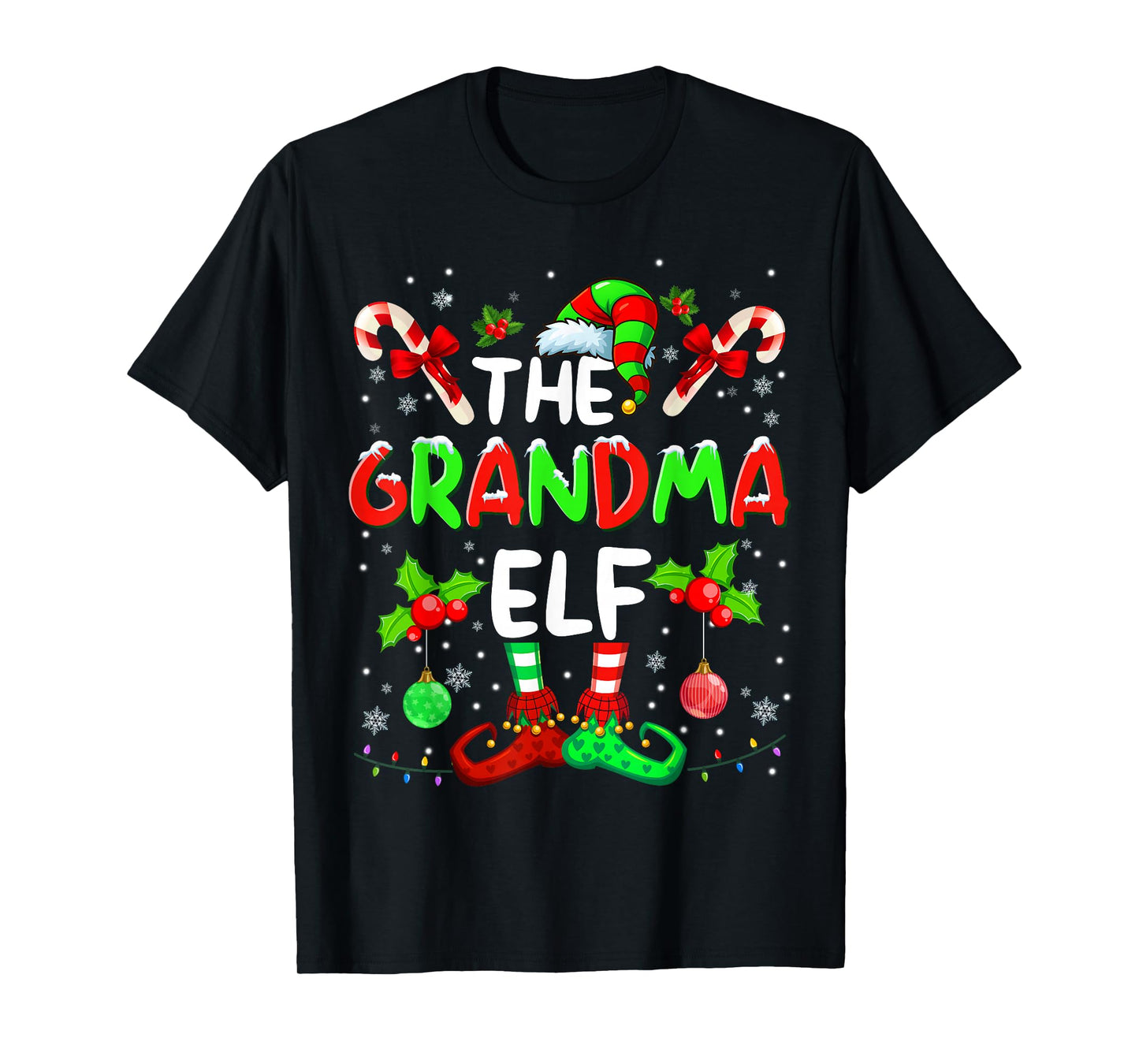 The Grandma Elf Costume Pajamas Pjs Christmas Xmas Men Boy T-Shirt