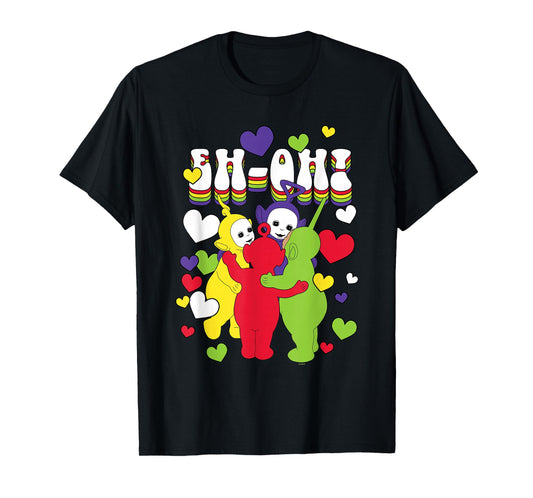 Teletubbies Eh-Oh! Vintage Colorful Hearts Group Hug T-Shirt