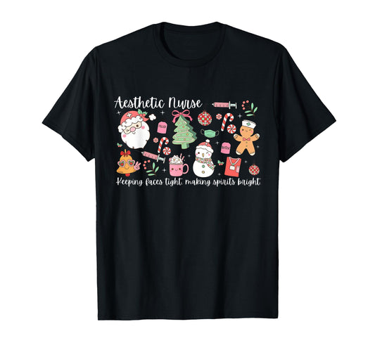 Aesthetic Nurse Santa Botox Injector RN Dermatology Xmas T-Shirt