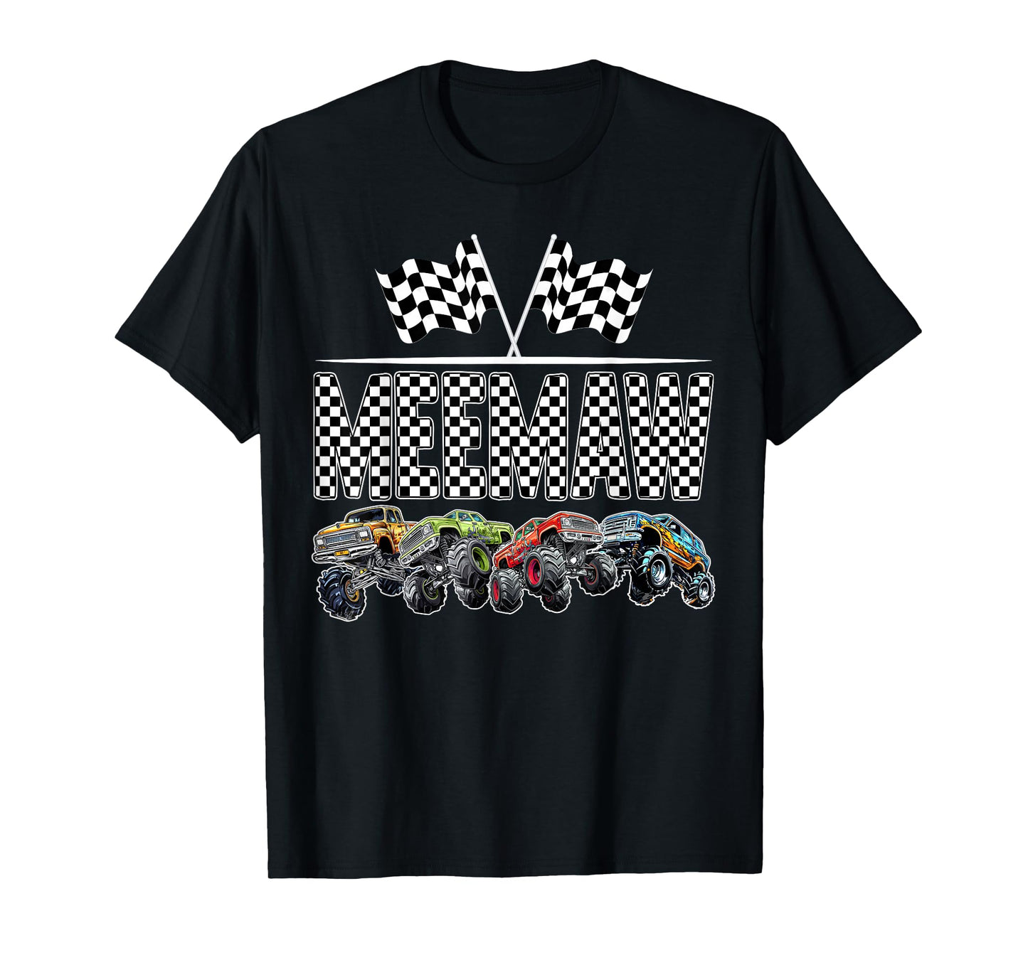 Meemaw Retro Monster Truck Family Birthday Matching T-Shirt