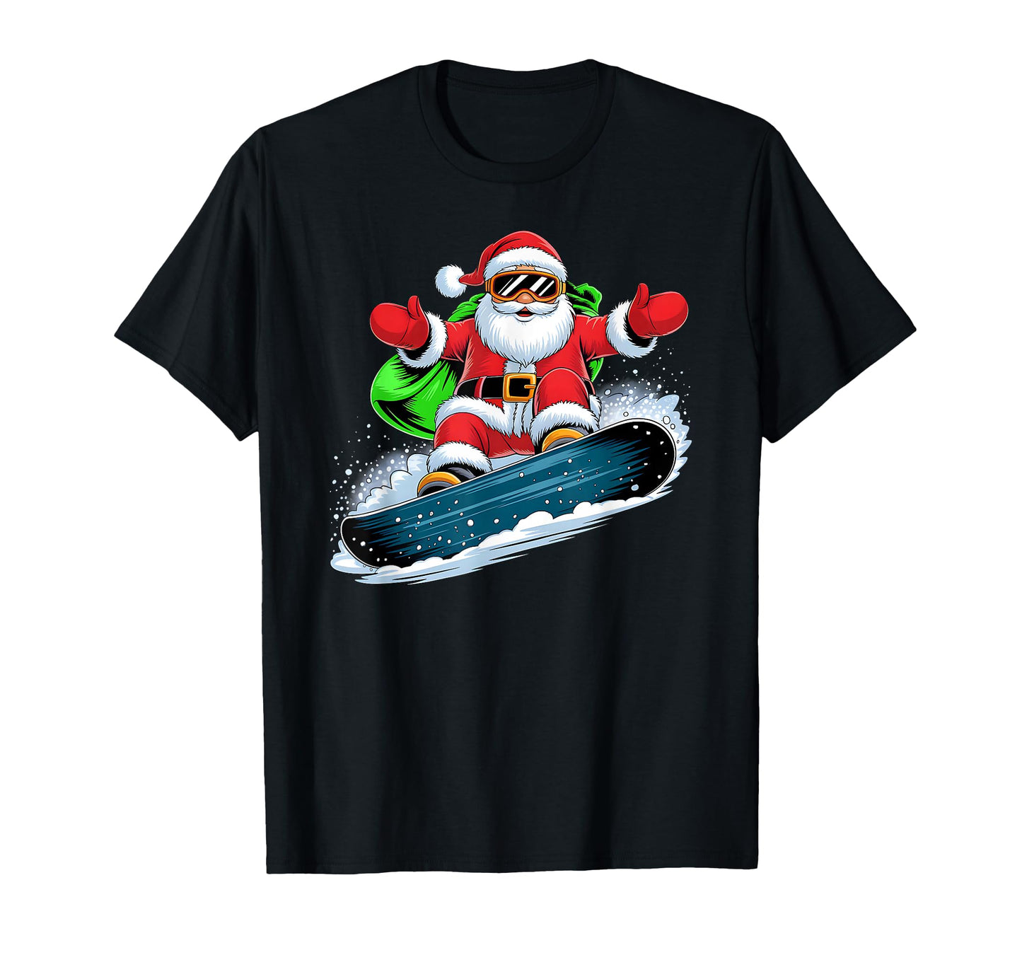Santa Snowboarding Christmas for Boys Kids Xmas Pajamas T-Shirt