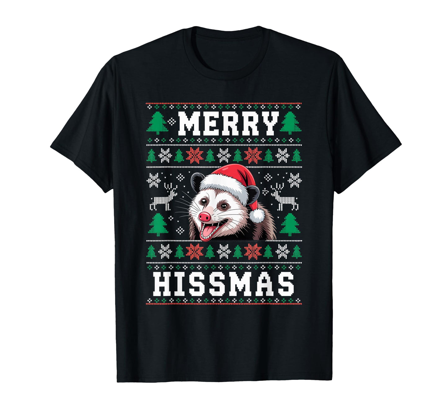 Merry Hissmas Possum Lovers Opossum Christmas Funny Xmas T-Shirt