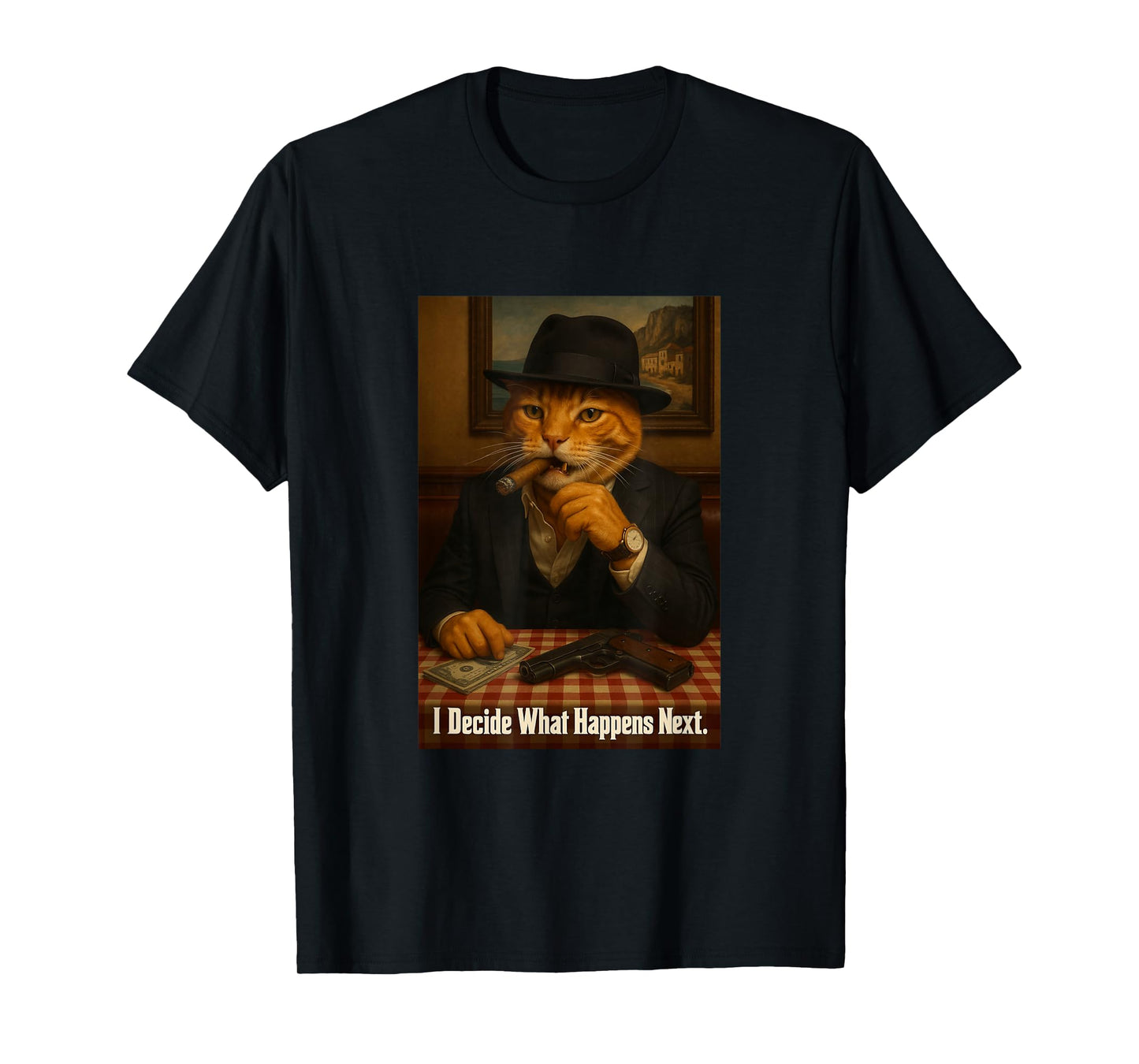 Mafia Cat Boss Funny Retro Art T-Shirt
