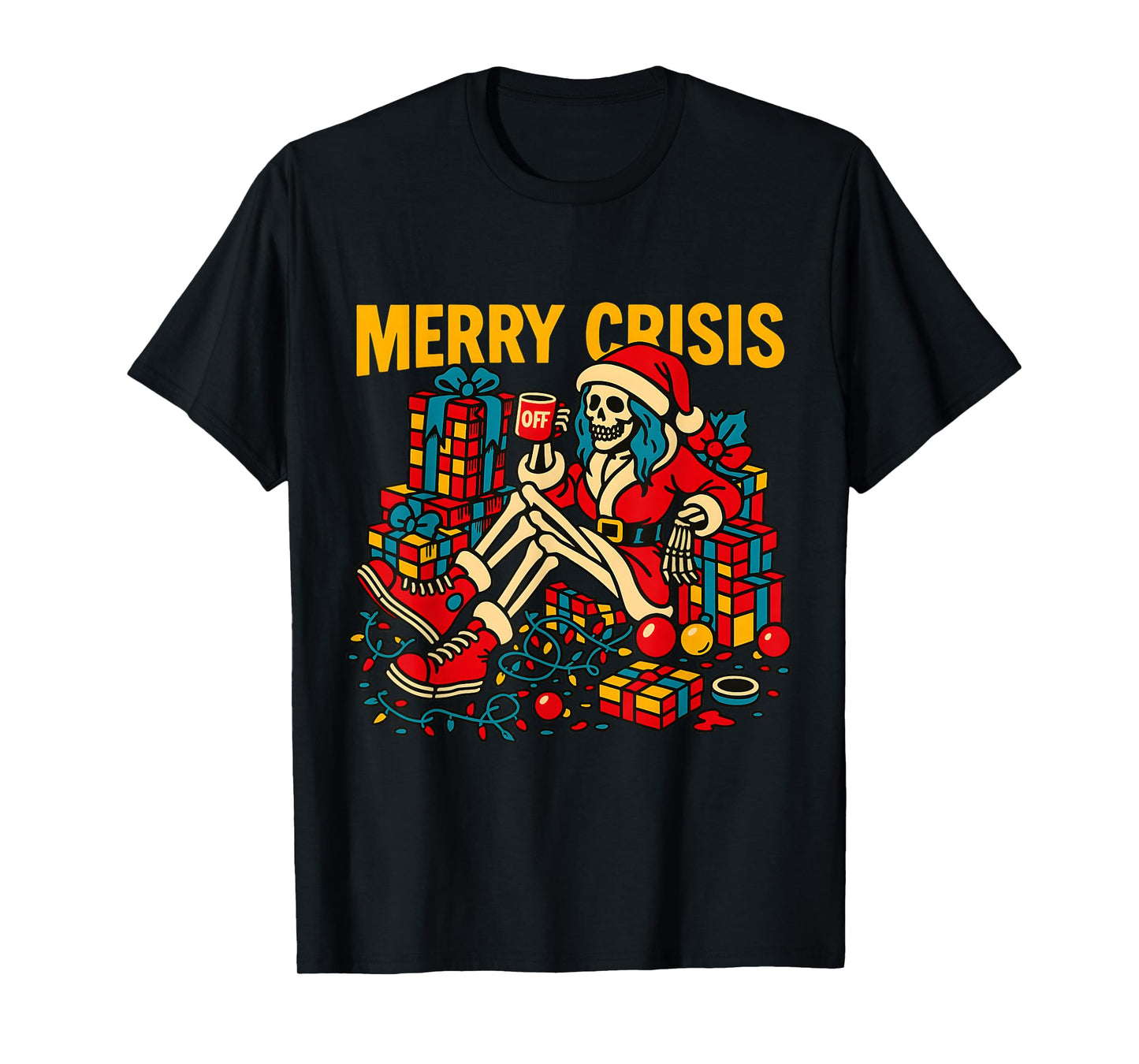 Merry Crisis Funny Skeleton Christmas T-Shirt