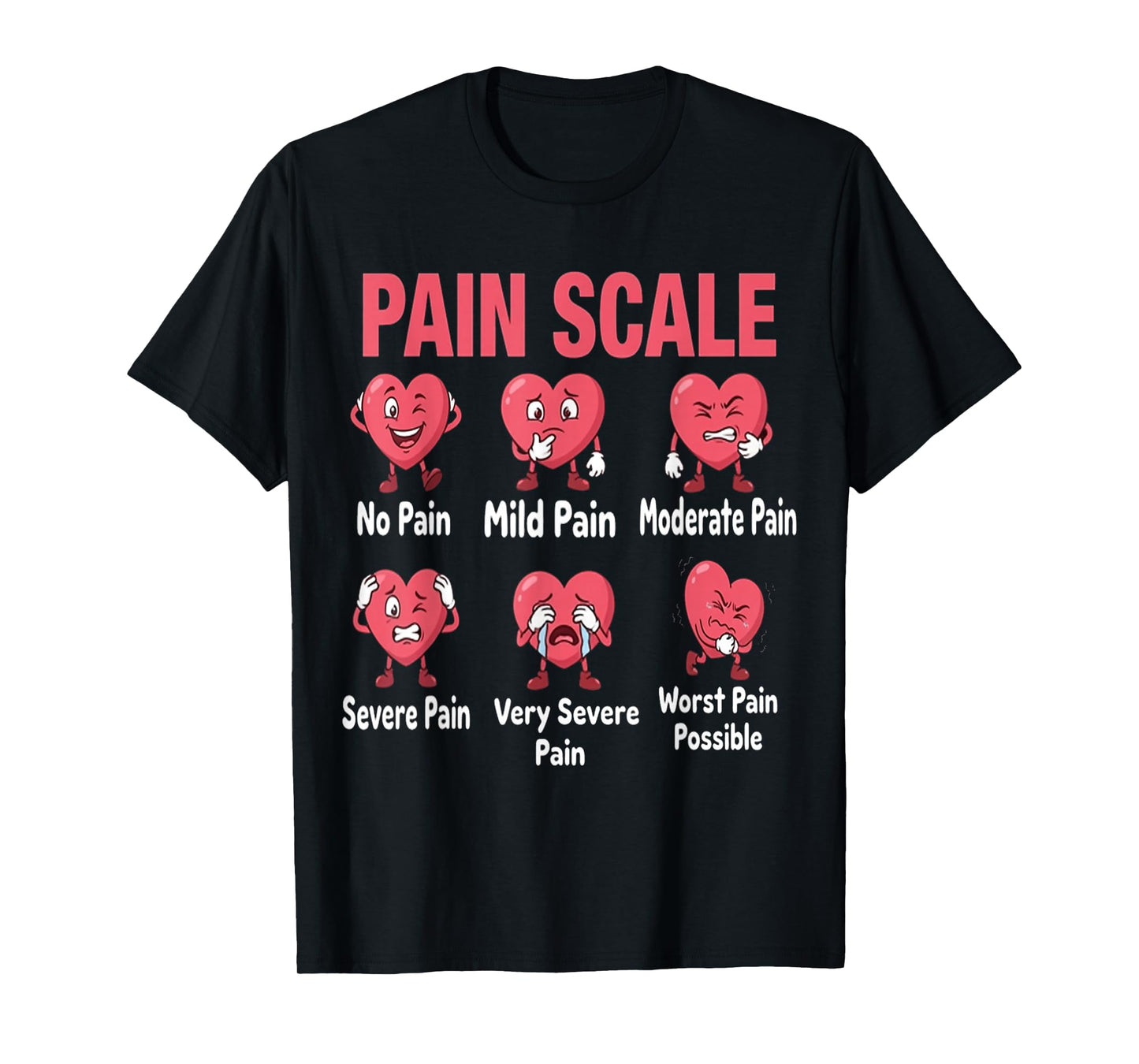 Funny Pain Scale Nurse Valentines Nurses Heart RN ER Nursing T-Shirt
