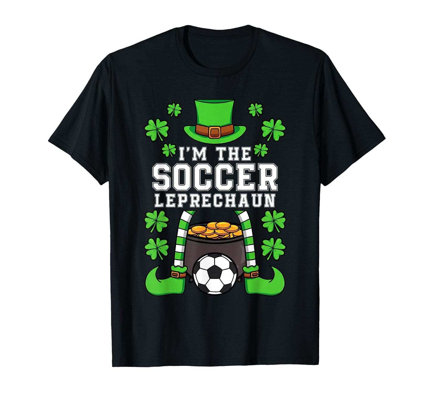 Soccer St Patricks Day Boys Men Kids Sport Green Leprechaun T-Shirt