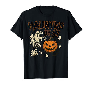 Haunted by 67 Pumpkin Ghost Meme Halloween Six Seven Kids T-Shirt
