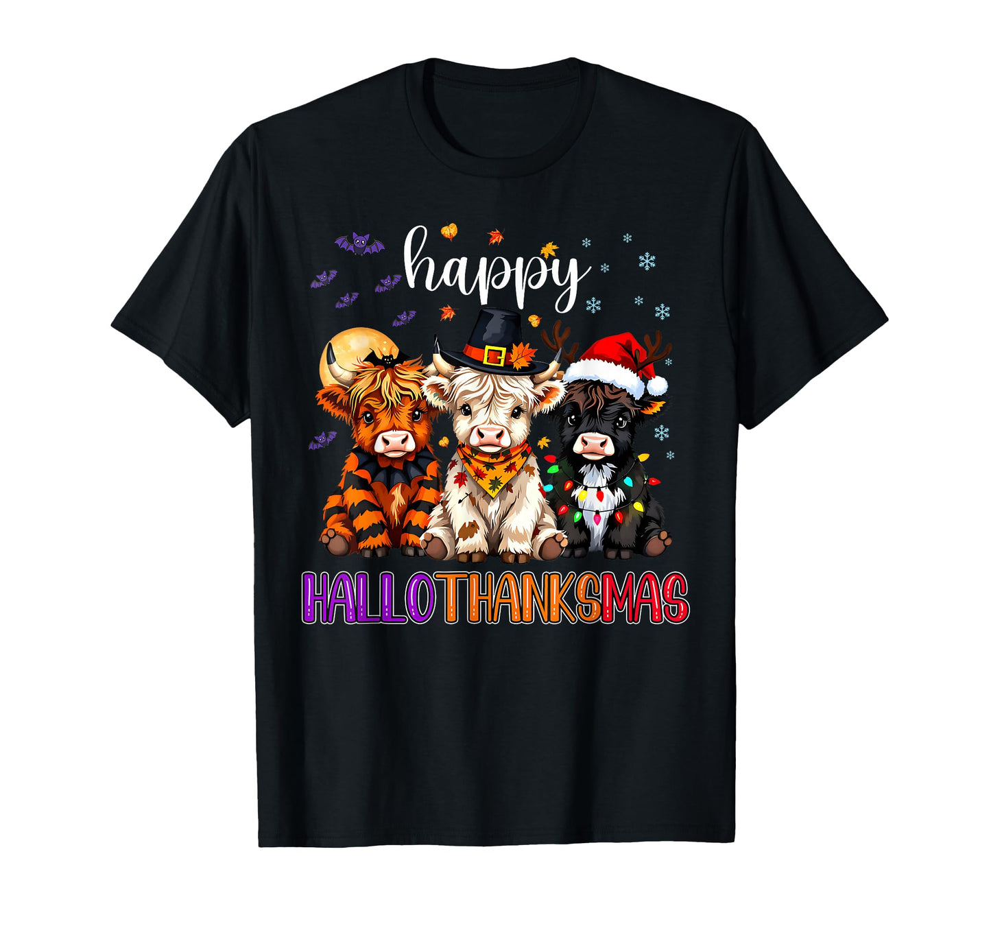 Halloween Thanksgiving Christmas Happy HalloThanksMas Cows T-Shirt