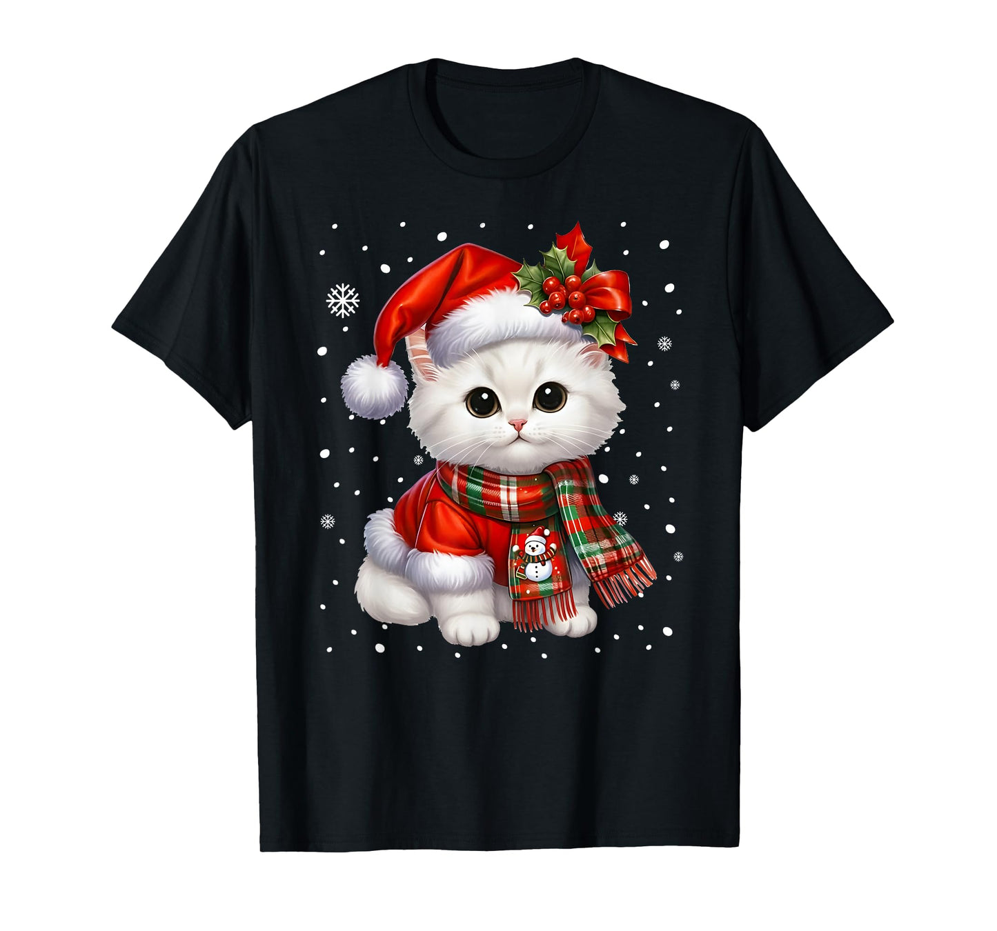 Cat Christmas Kitten Meowy Cat Lover Xmas T-Shirt