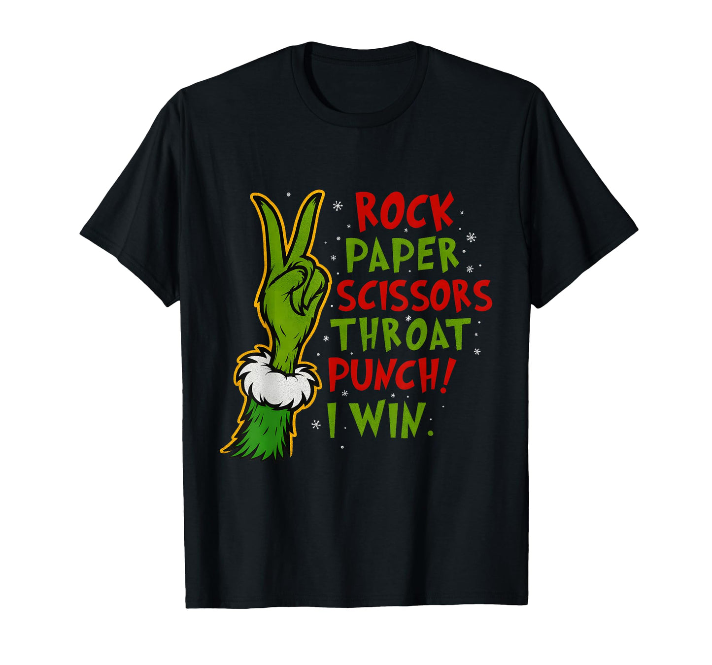 Funny Rock Paper Scissors Throat Punch Holiday Joke T-Shirt