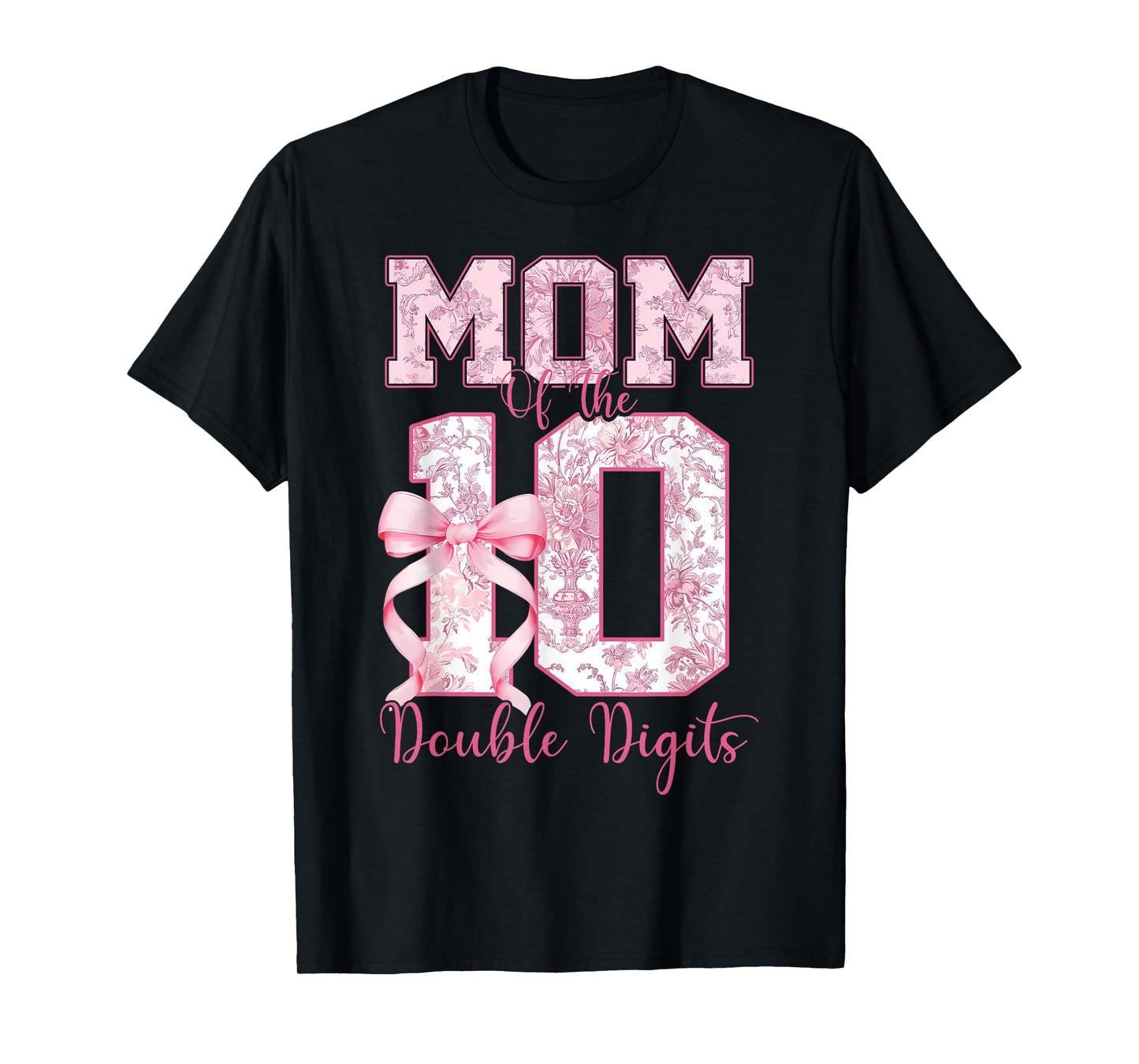 Mom of The 10th Birthday Girl Pink Coquette Bow 10 Years Old T-Shirt