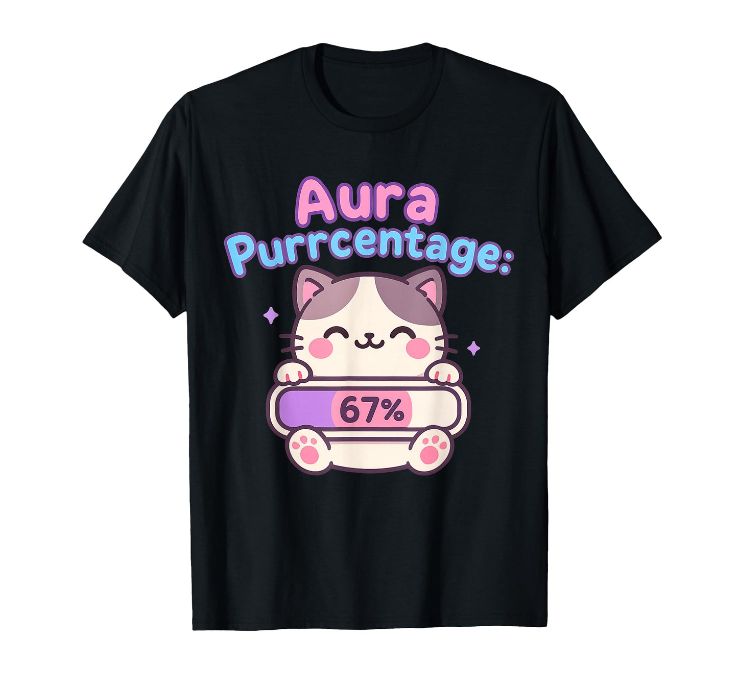 67 Funny Cat Aura Energy at Six Seven Meme Gen Z Alpha T-Shirt