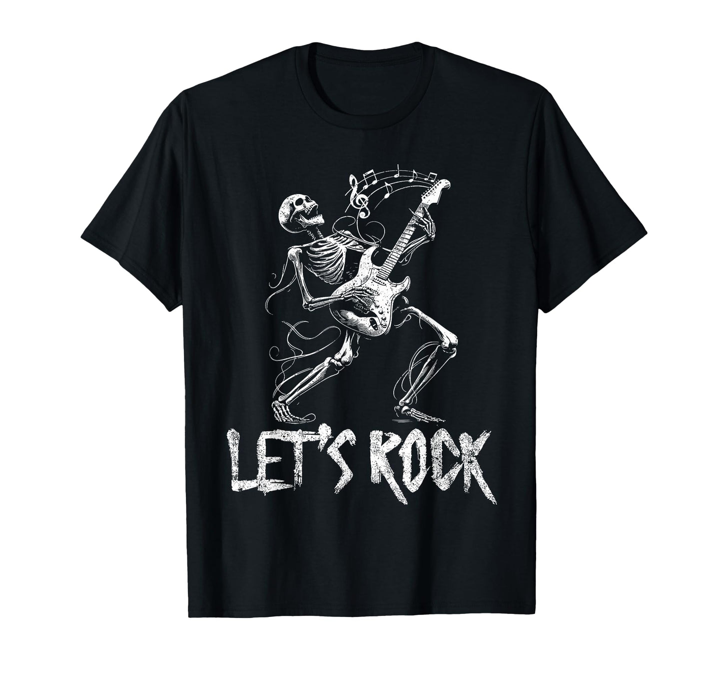 Let's Rock Rock N Roll Funny Skull Guitar Father's Day T-Shirt