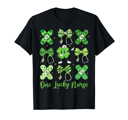 One Lucky Nurse Happy St Patrick's Day Shamrock Coquette T-Shirt