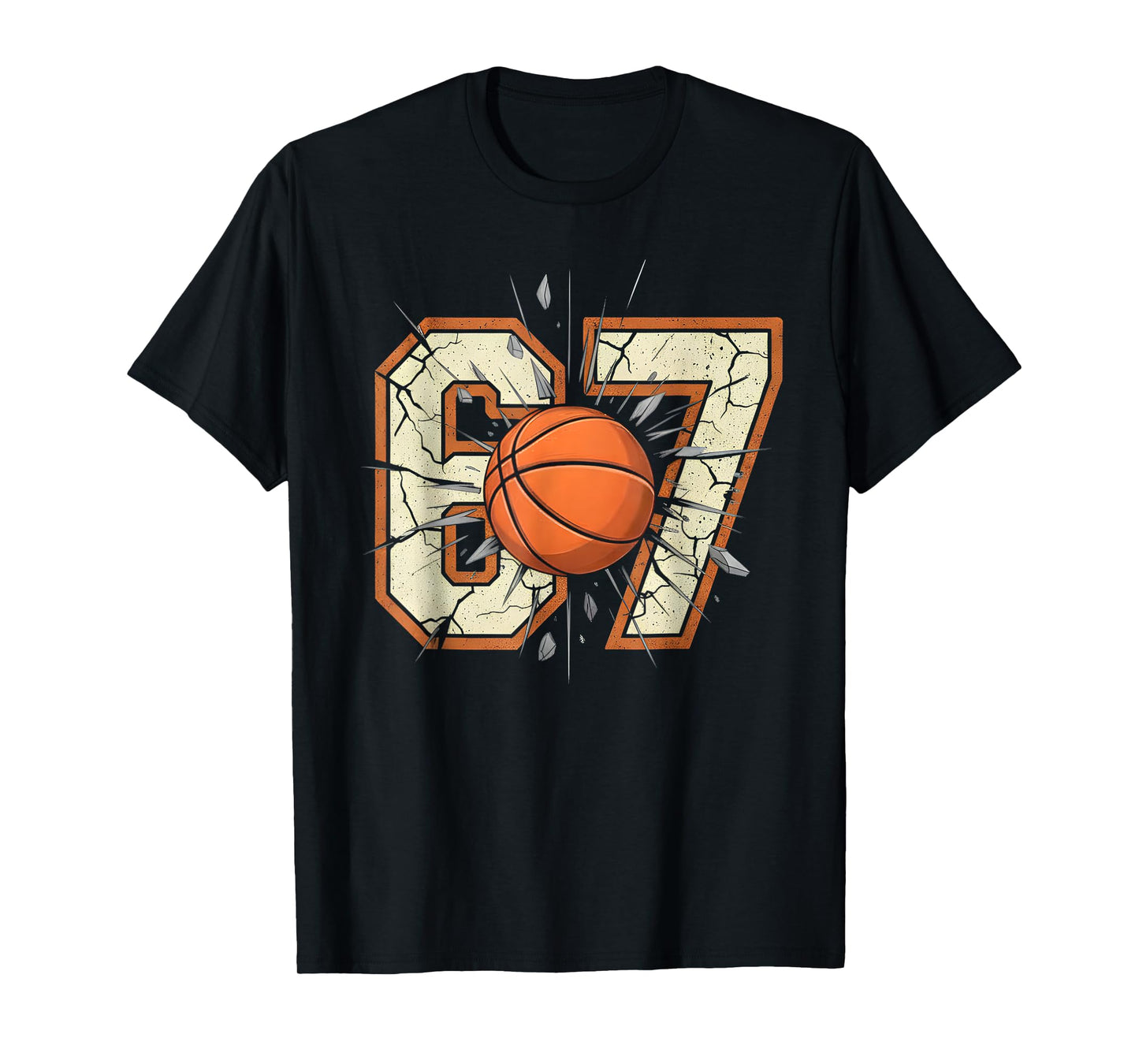 67 Basketball Vintage Number Six Seven 6 7 Meme Design Boys T-Shirt