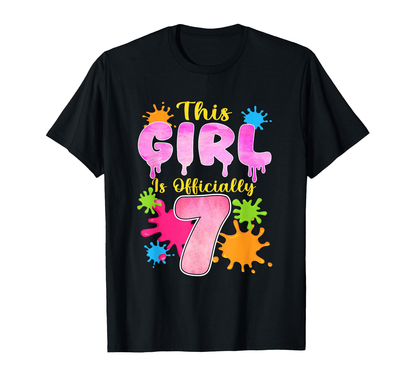 This Girl is Officially 7 Year Old Slime Themed 7th Birthday T-Shirt