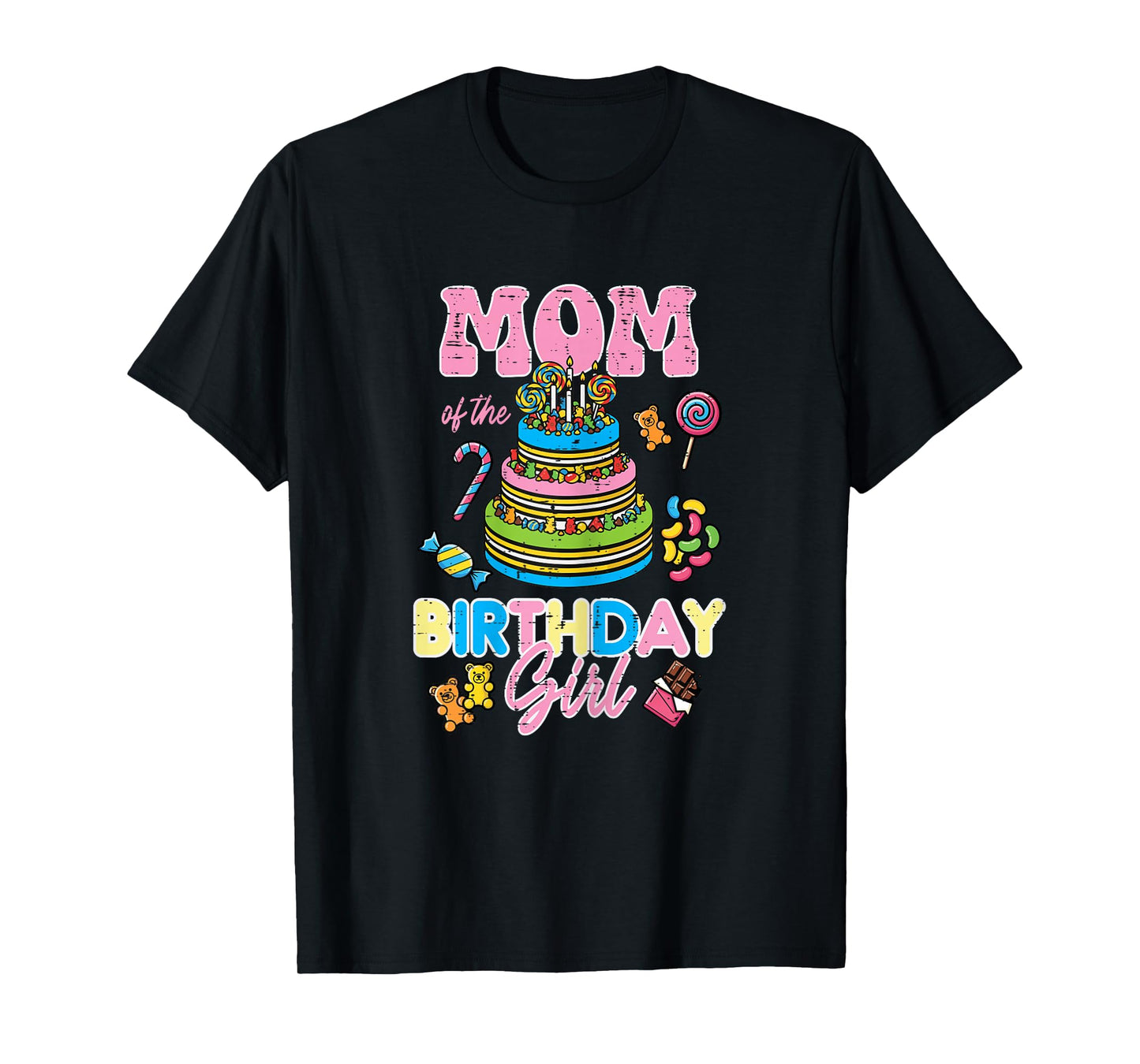 Mom of Birthday Girl Cake Bday Party Family Matching Women T-Shirt