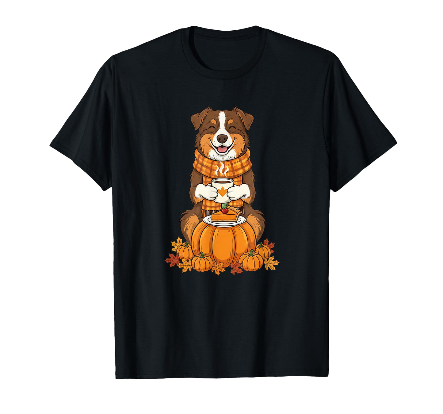 Australian Shepherd Autumn Thanksgiving Womens Mens Kids T-Shirt