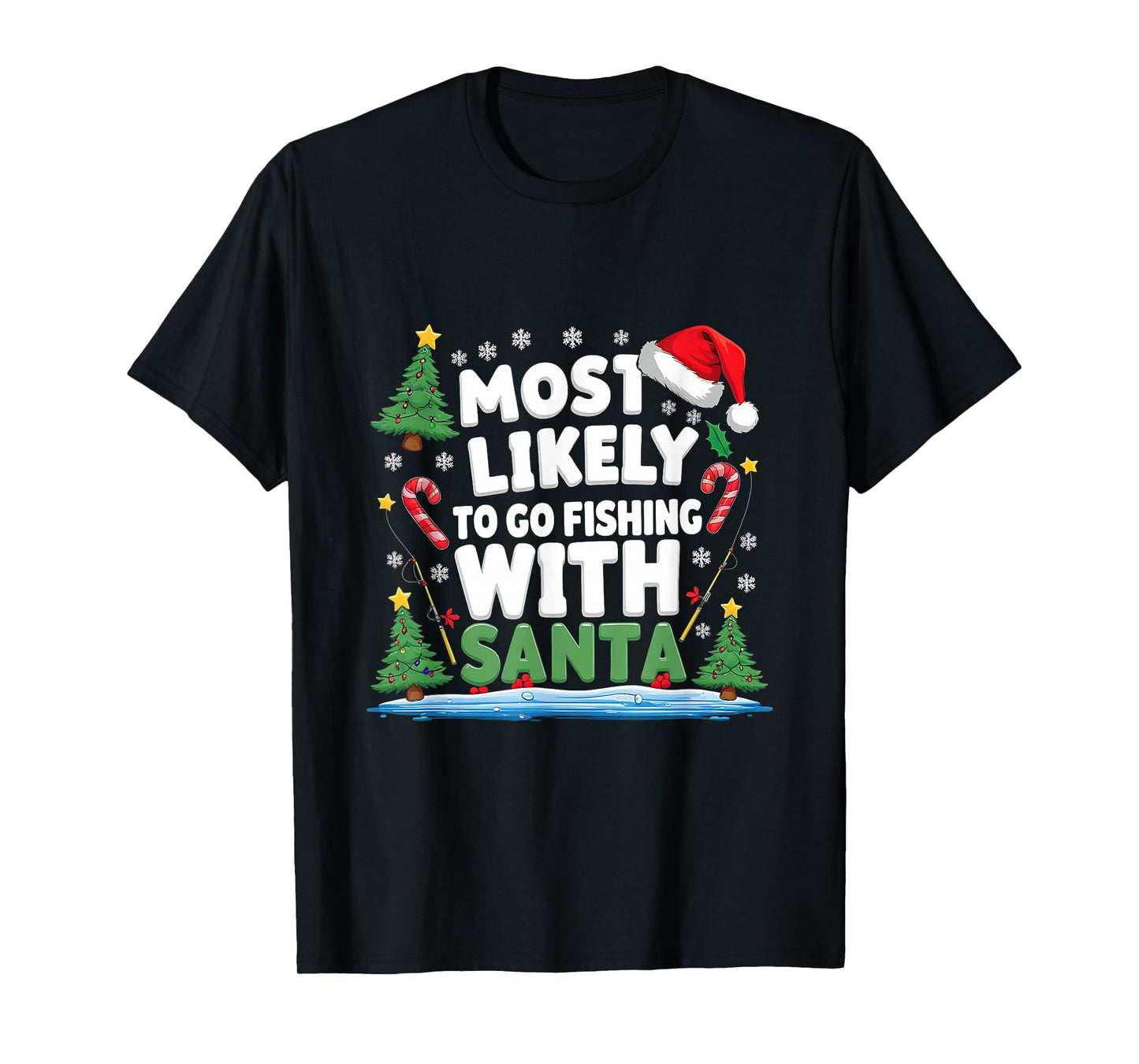 Merry Fishmas Funny Fish Santa Bigfoot Christmas Fishing T-Shirt