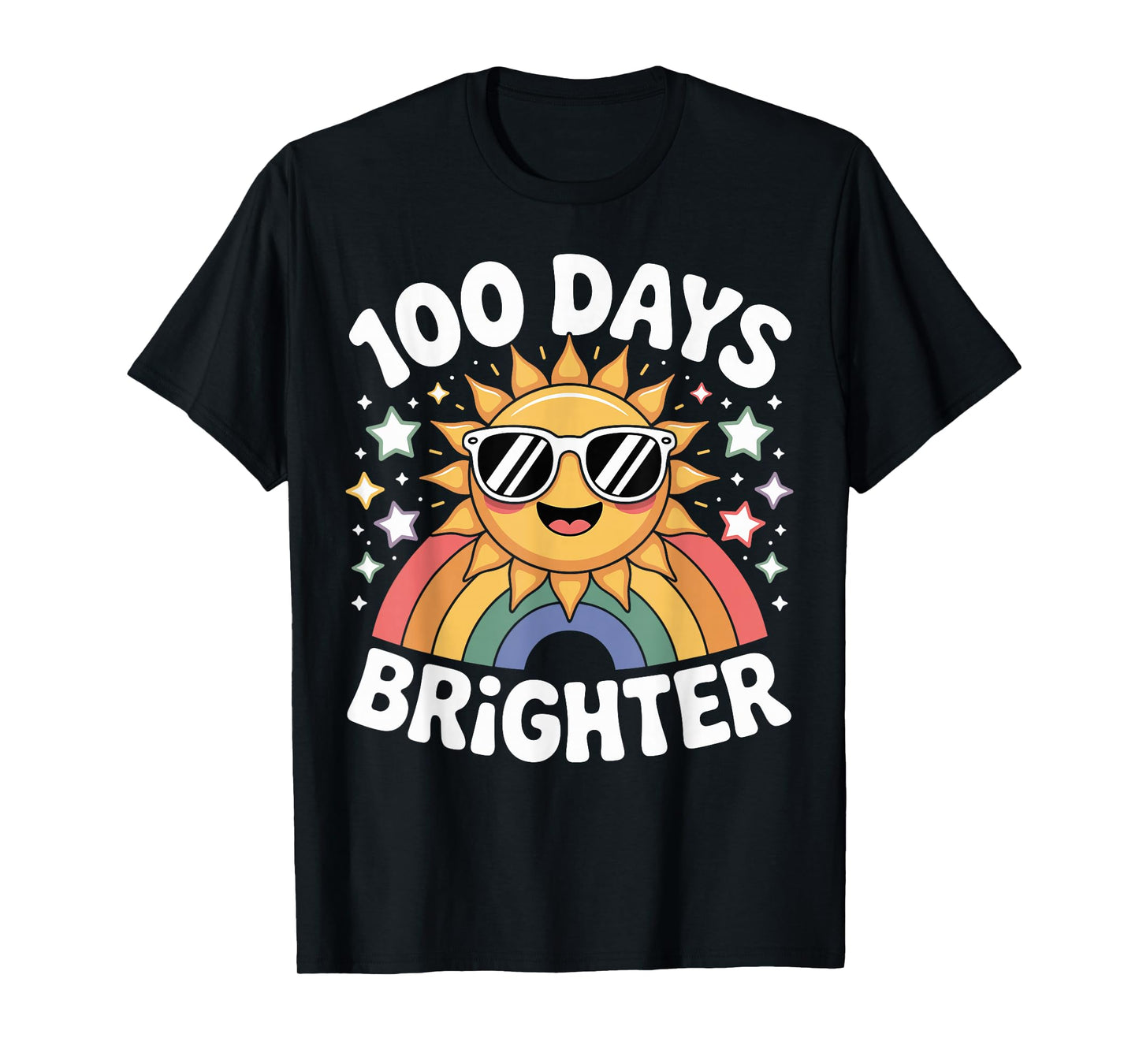 100 Days Brighter Cute Rainbow Sunshine School Design T-Shirt