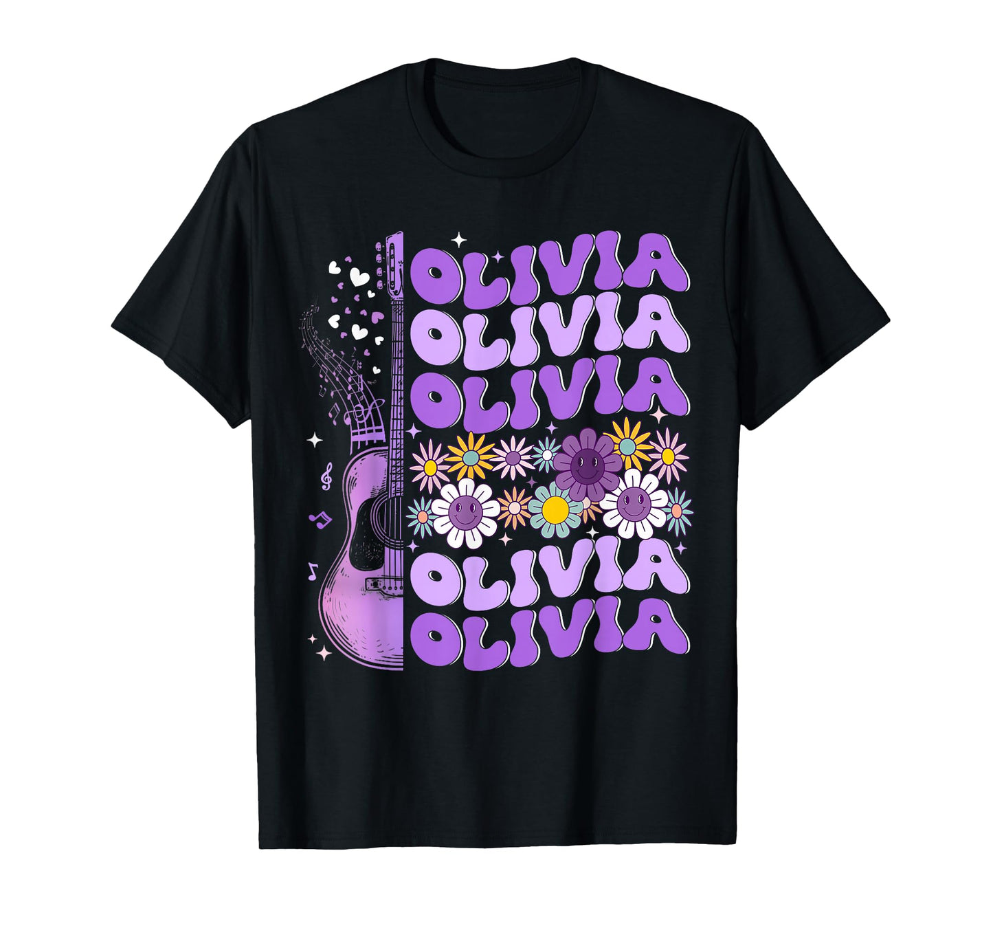 Retro Olivia First Name Personalized Groovy Birthday 80's T-Shirt