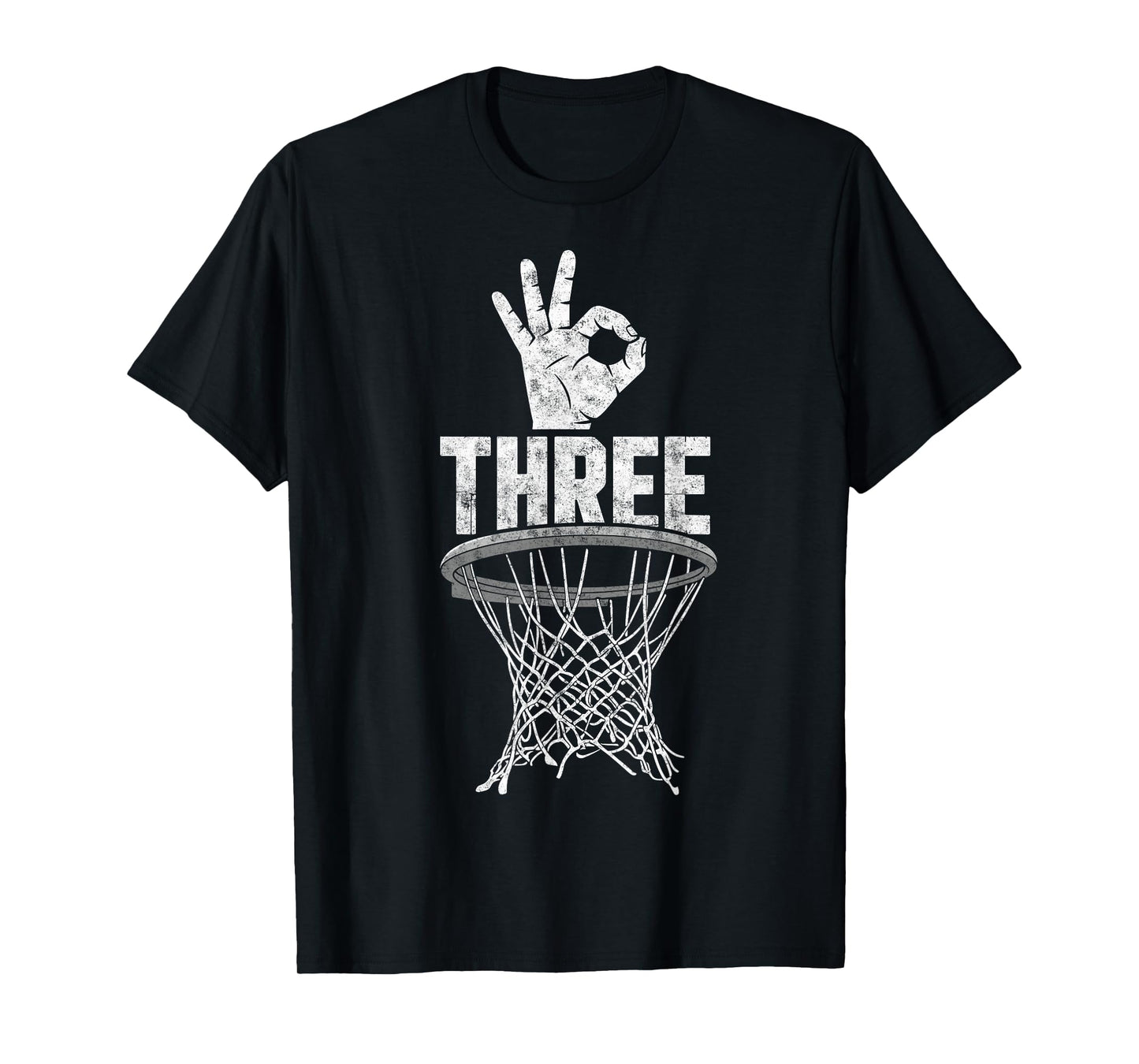 Three Points Throw Basketball Player Fan Dad Funny Joke Tee T-Shirt