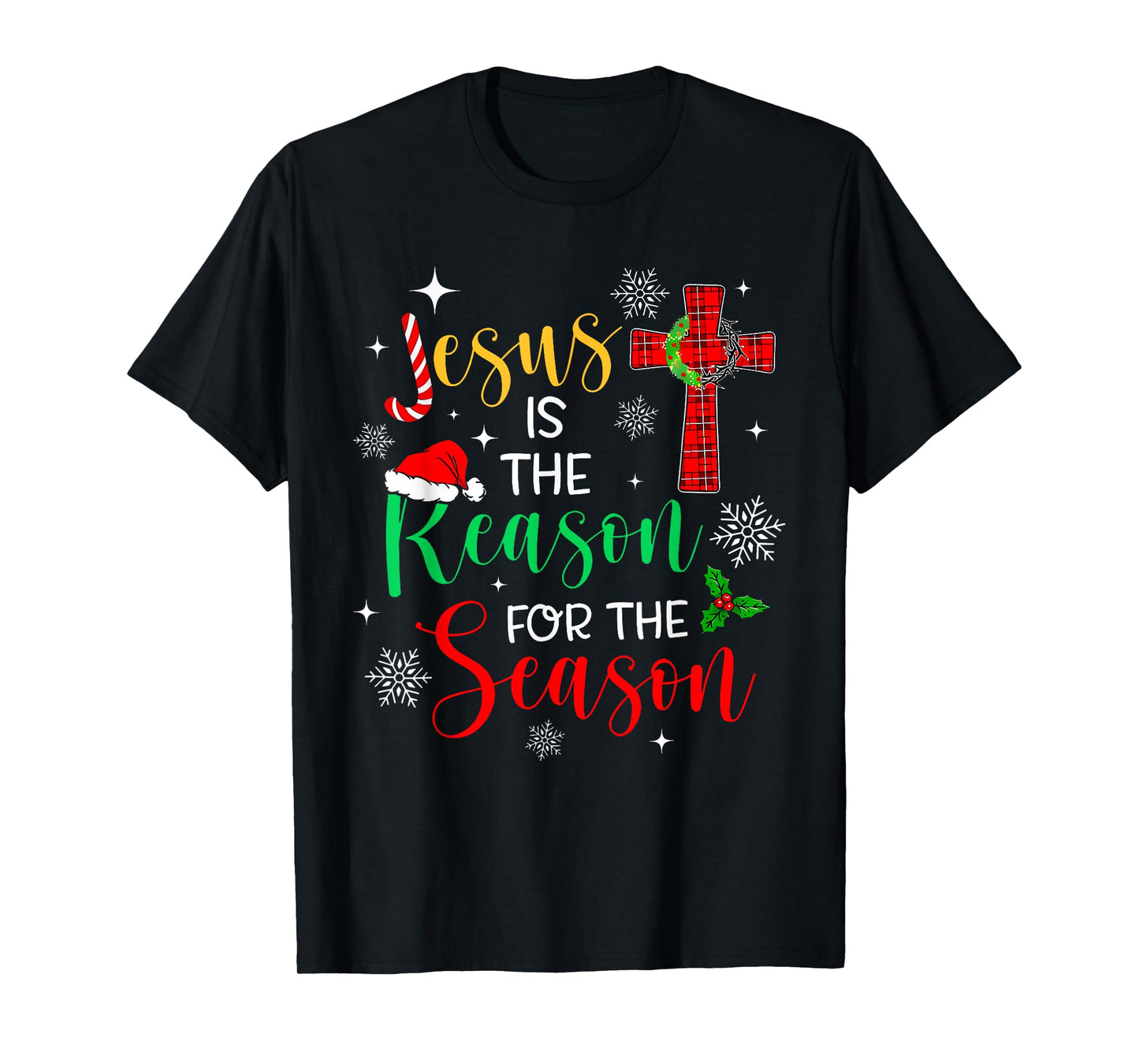 Jesus is The Reason for The Season Christmas Xmas Candy Cane T-Shirt