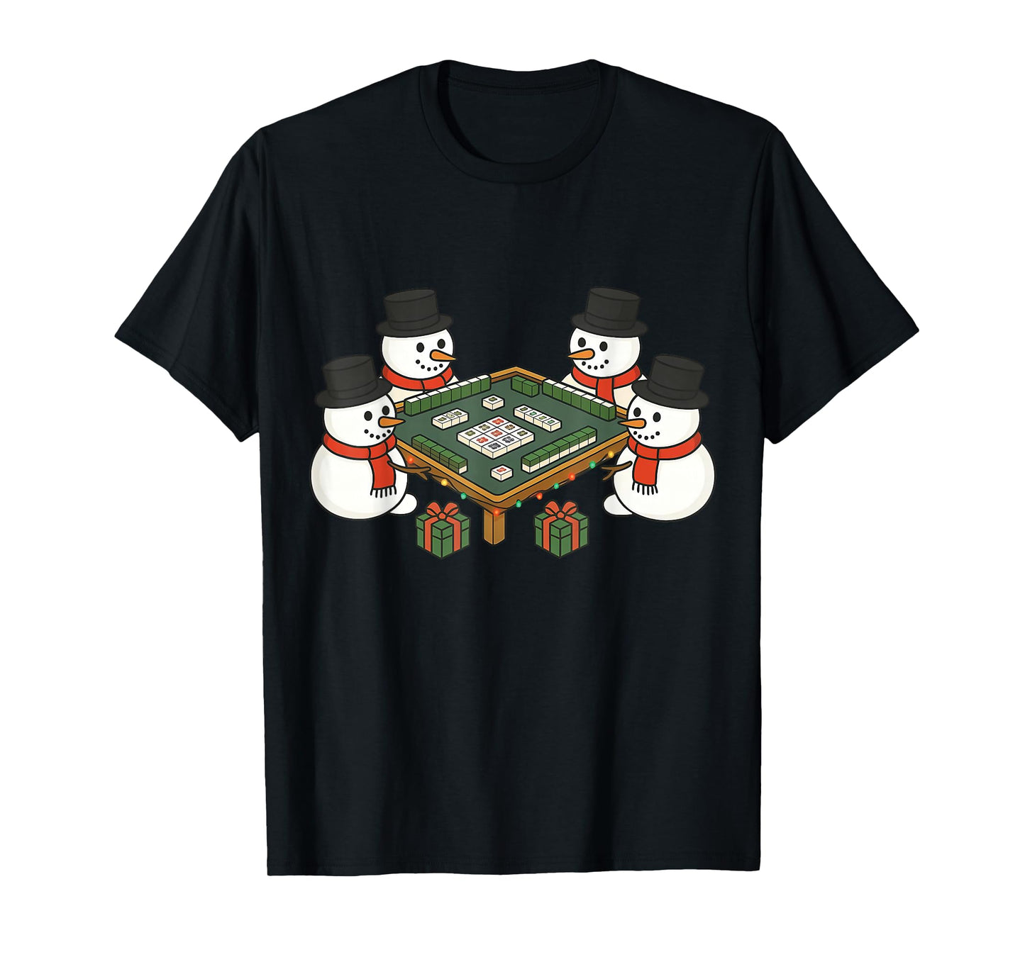 Snowman Playing Mahjong Funny Spooky Ghost Halloween Costume T-Shirt