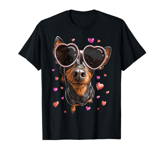 Miniature Pinscher Minpin Dog Valentine's Day Heart T-Shirt