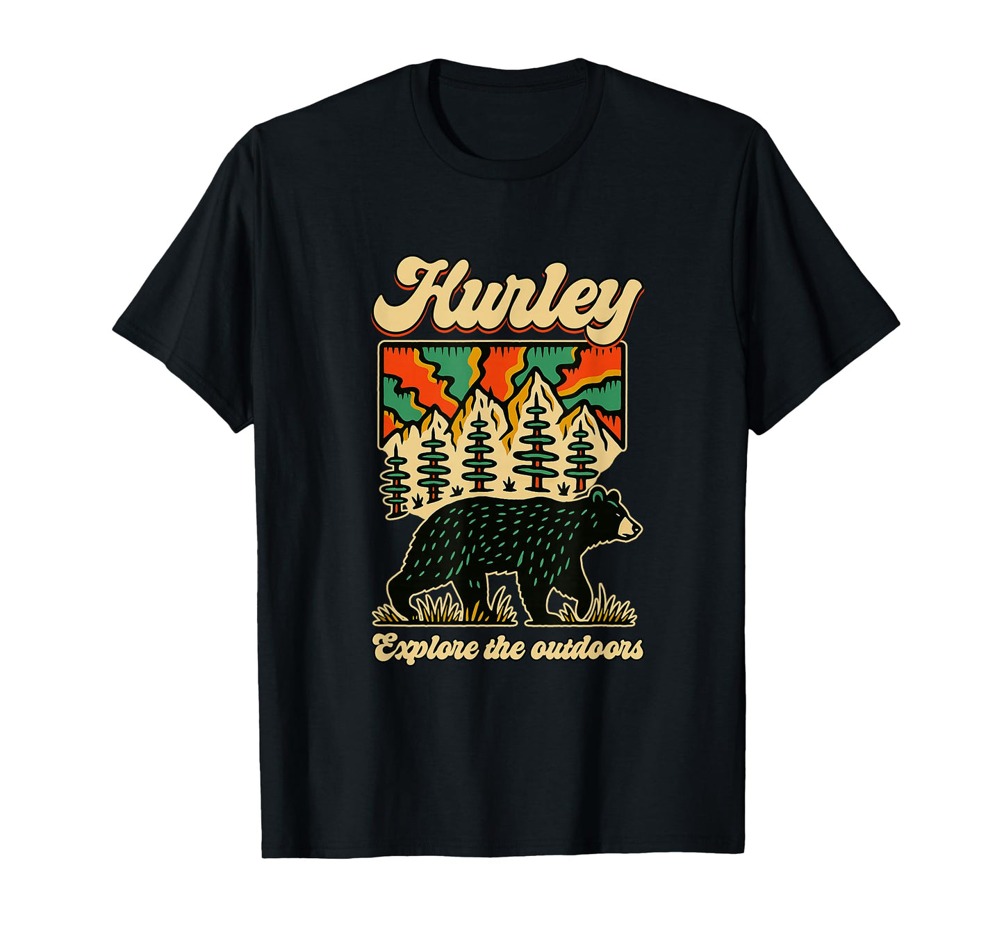 Hurley Virginia Outdoors Black Bear in The Mountains Retro T-Shirt