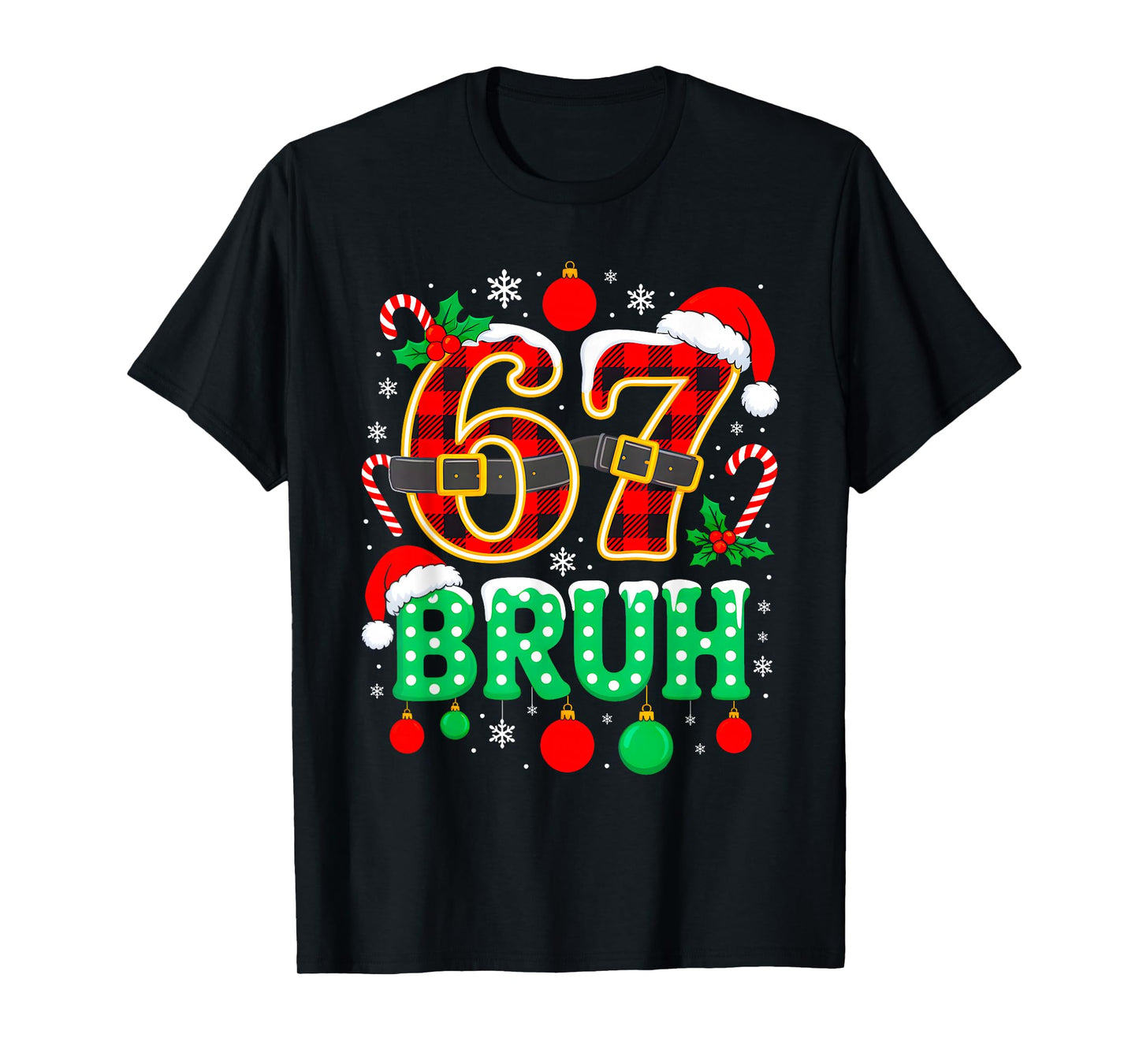 Funny 67 Six Seven Bruh Meme Christmas Pajama Family Holiday T-Shirt
