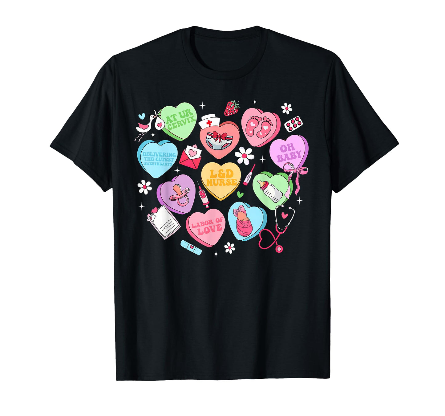 Valentine Labor and Delivery Nurse Heart Girl Women T-Shirt