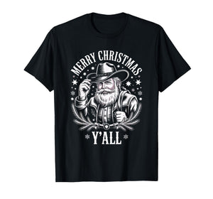 Cowboy Santa Claus Merry Christmas Y'all Western Country T-Shirt