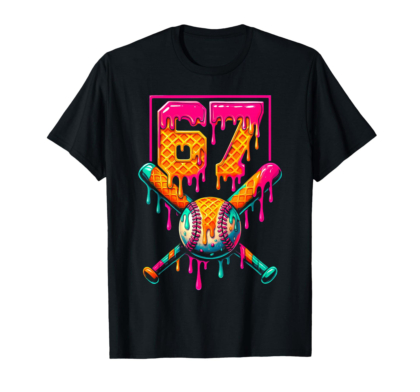 Funny Dripping 67 Birthday Baseball Drip Number 67 T-Shirt