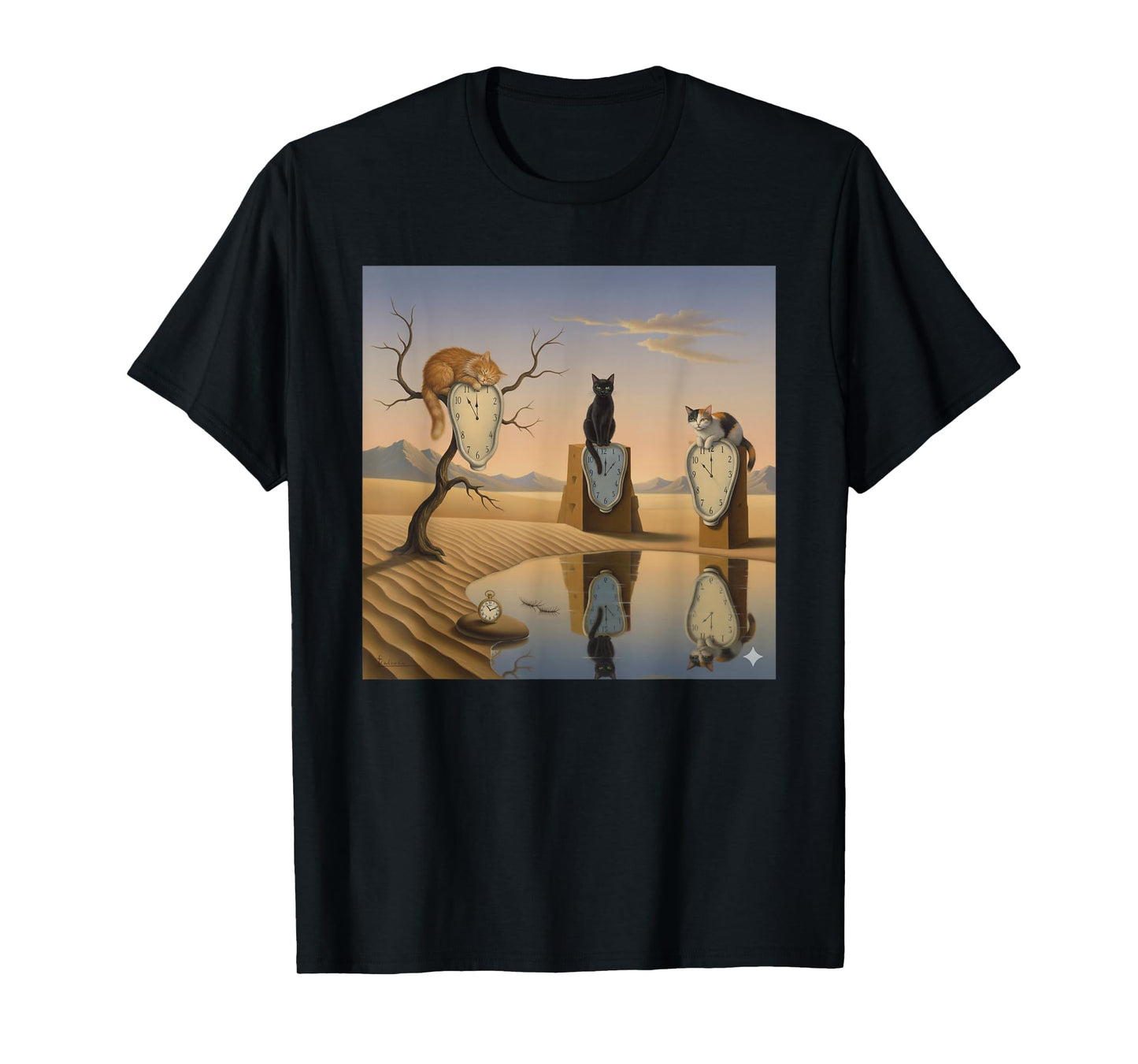 The Persistence of Cats – Surreal Dalí Inspired Parody Art T-Shirt